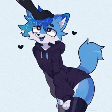 A blue anthro hacker receiving headpats instead of legal tender
